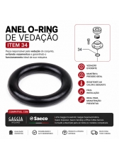 Anel Oring Do Suporte Encaixe Reservatorio de Agua, Saeco, Gaggia 12x8x2mm