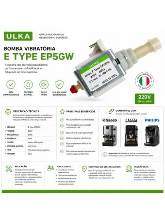 Bomba ulka 240v 60hz 64w cafeteira saeco e gaggia